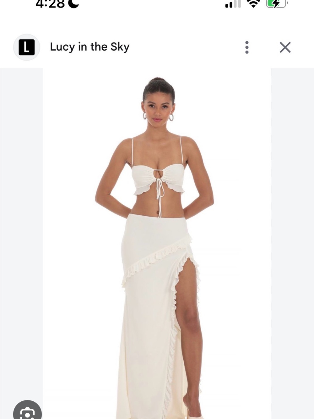 Lucy in the Sky Ivory Ruffled High-Slit Maxi Skirt